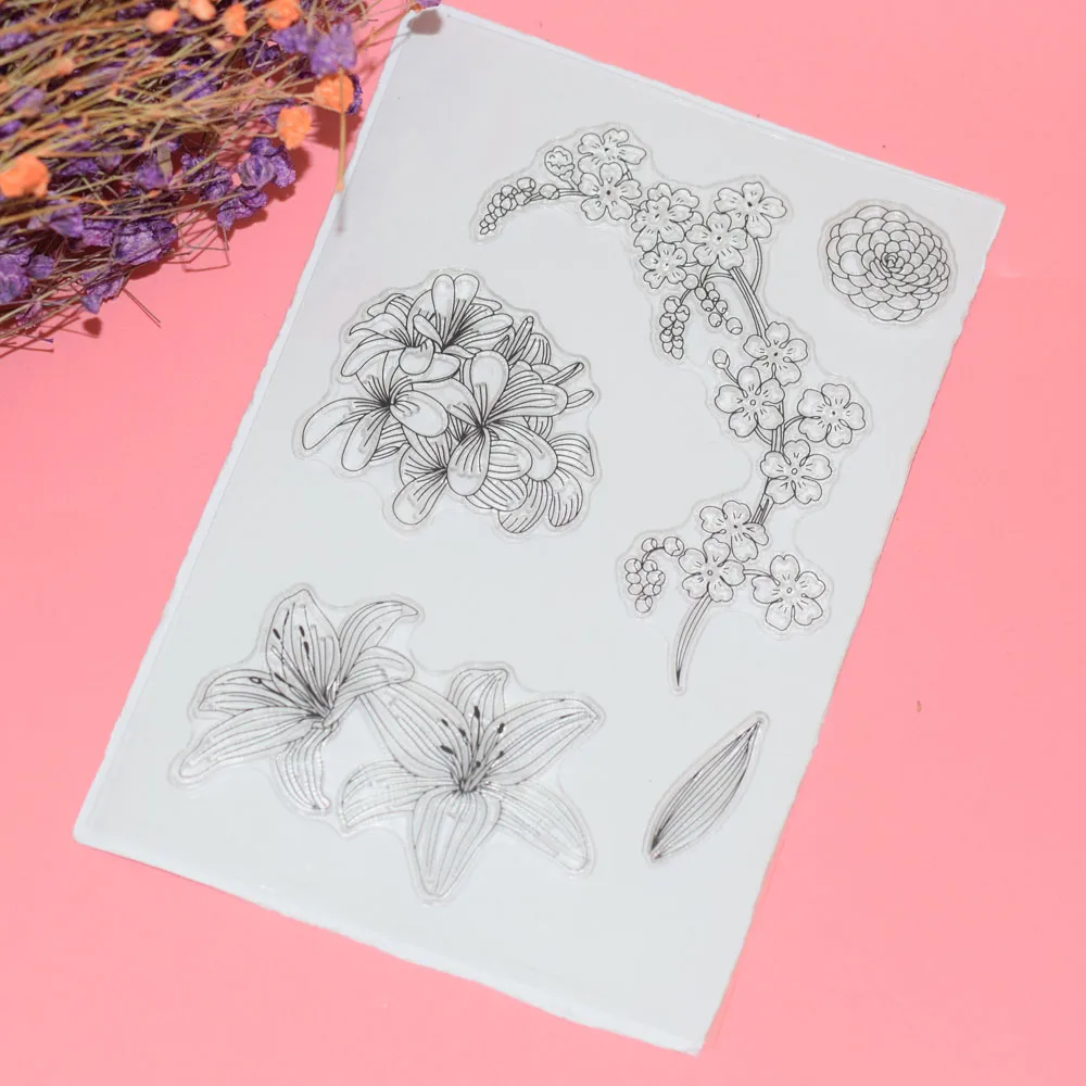 Flower Transparent Silicone Rubber Clear Stamps Scrapbooking Decor Embossing DIY Craft | Канцтовары для офиса и дома