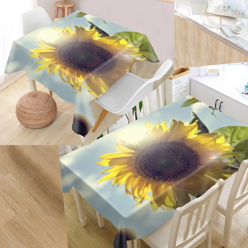 Изготовленный На Заказ скатерть с рисунком подсолнуха квадратный/Прямоугольная