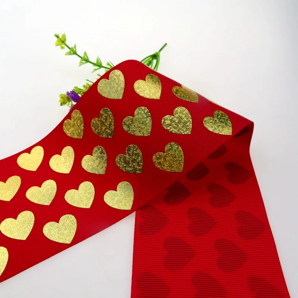 100 ярдов/партия 3 &quotсердце голограмма grosgrain лента для Дня Святого Валентина