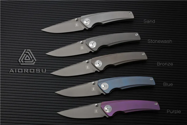 Карманный нож Aiorosu EDC Zong титановая ручка Stonewash SANDVIK 14C28N Blade | Инструменты