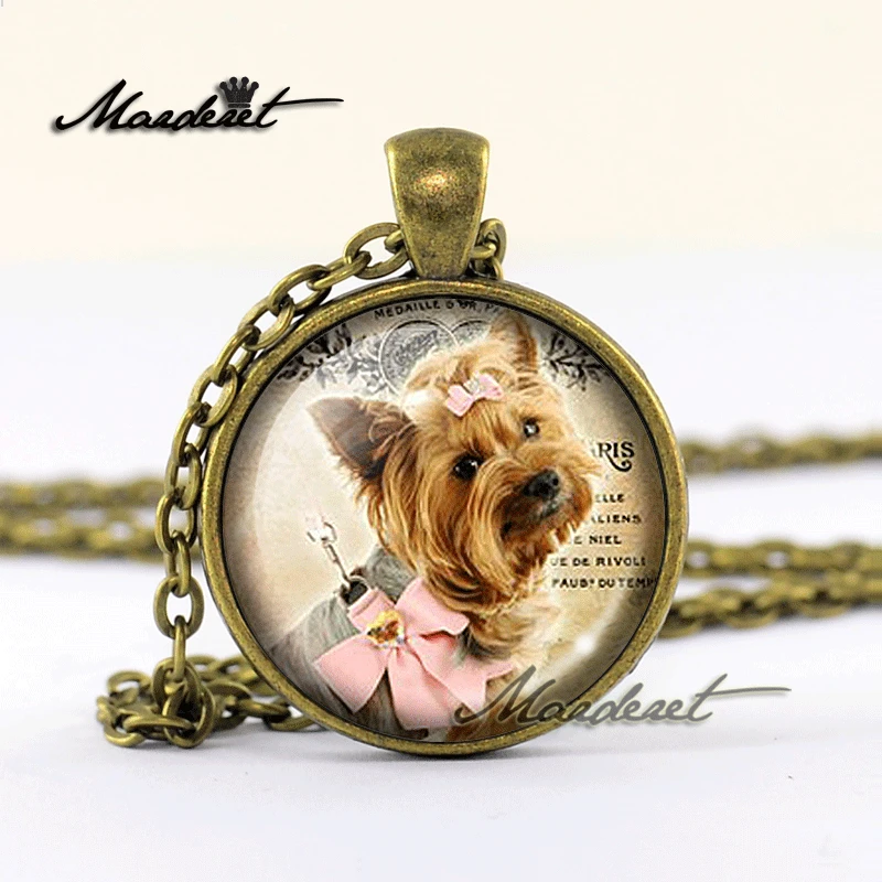 Maderet Puppy Dog glass ожерелье с кабошоном украшения ручной работы купольное
