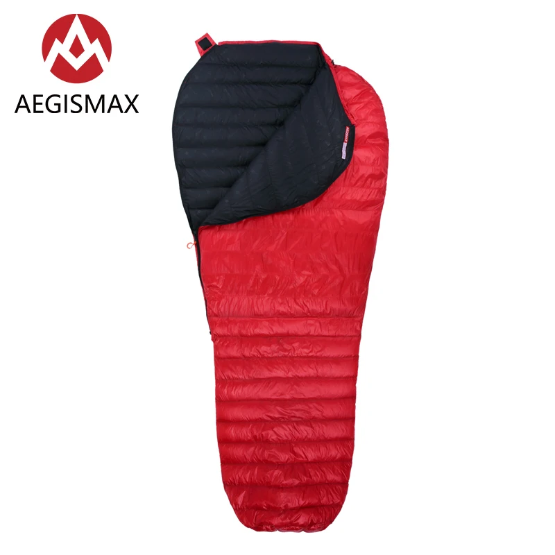 Спальный мешок AEGISMAX NANO Red ультрасухой белый гусиный пух 700FP для взрослых отдыха на