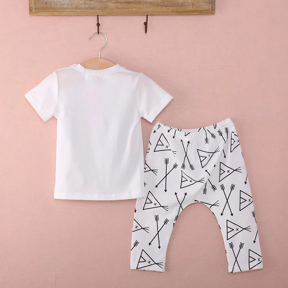 Newborn Baby Boys Clothes Sets Casual Letter Print Outfit T-shirt Trousers Pants set Summer 0-24M 2pcs |