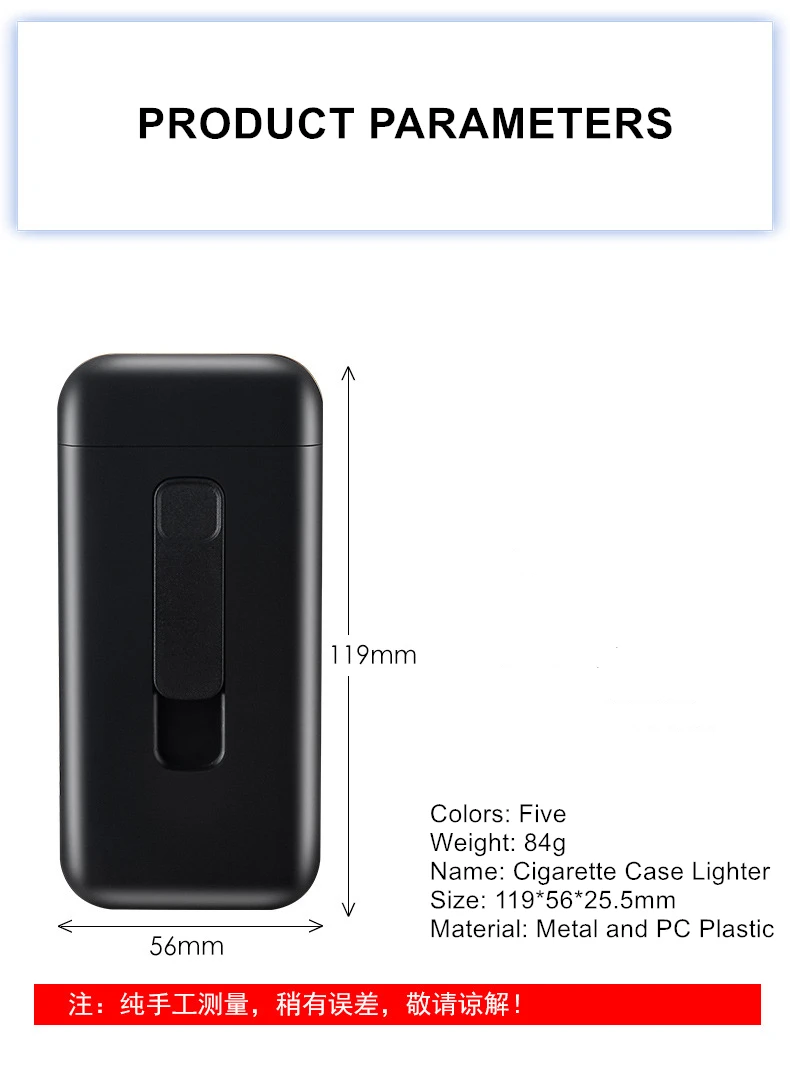 Умный чехол для сигарет с электронной зажигалкой USB плазменная турбо Вольфрамовая Зажигалка Водонепроницаемый держатель 20 шт. тонкие сигареты