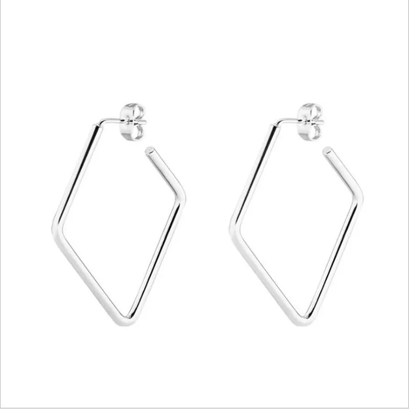 

Titanium 316L Stainless Steel Stud Earrings Shape Rhombus Shape Height 30mm Vacuum Plating No Fade Allergy Free