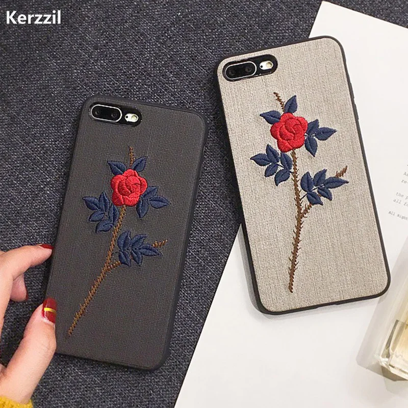 Kerzzil Винтажный чехол для телефона с цветами и листьями iPhone 8 6 6s S Plus вышитый