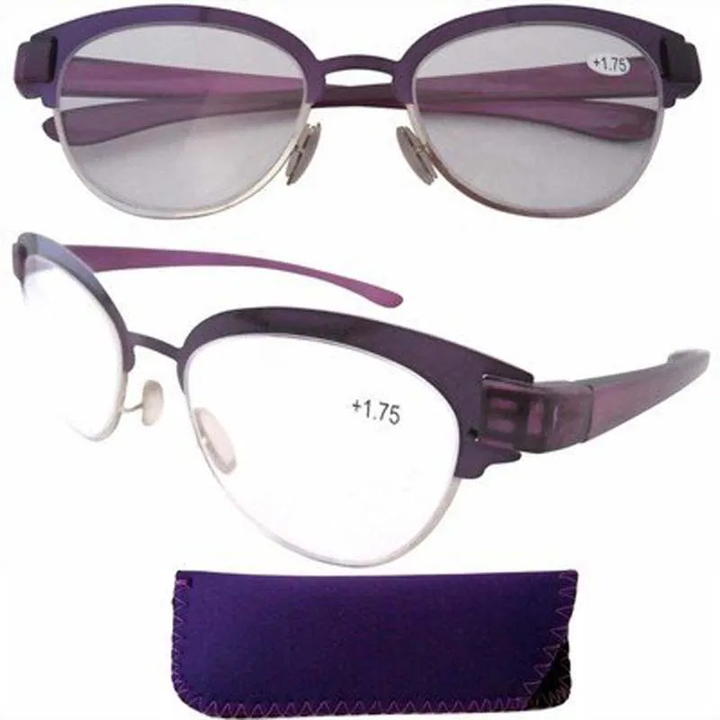 R11081 окуляр фиолетовый из нержавеющей стали оправа пластиковые руки женские очки