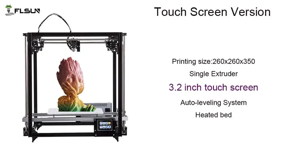 touch screen Новейший Flsun 3d принтер двойной экструдер большая площадь печати 260*260*350 мм сенсорный экран 3d принтер комплект с подогревом кровать wifi модель - Цвет: touch screen