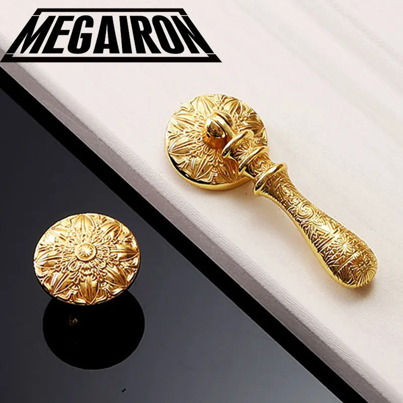 MEGAIRON европейские дверные ручки роскошные для шкафа золотые цинковые Ящики и из