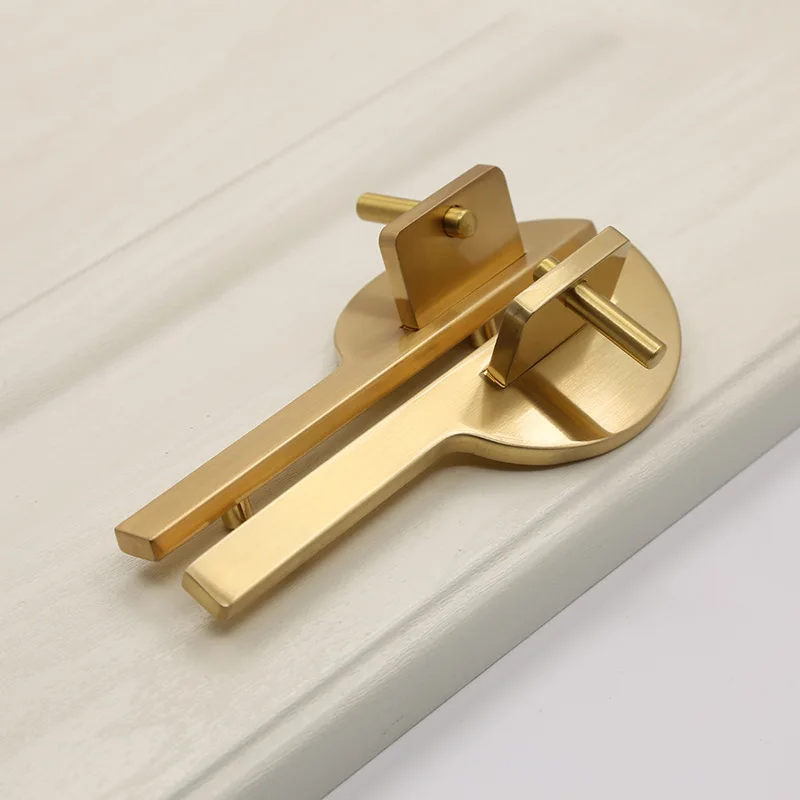 JD New Chinese Zinc Alloy Door Wardrobe Brushed Brass Door Handle Gold Cabinet Drawer Door Handle Furniture Handle Hardware