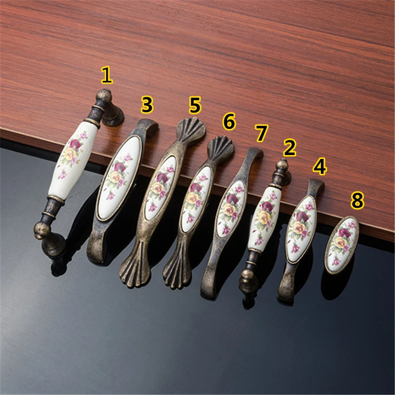 

Керамические дверные ручки для шкафа белые и бронзовые