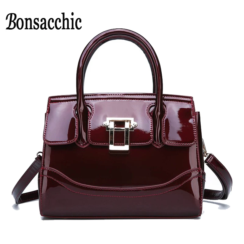 Bonsacchic Малый лакированная кожа Сумка сумки для женщин известных брендов Дамская