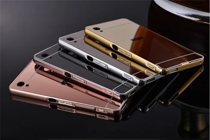 For Sony Xperia M4 Aqua Z5 Z4 Z3 Z2 Case Mirror Luxury Aluminum Metal frame Plastic Back Cover Phone fundas Accessory Etui Coque |