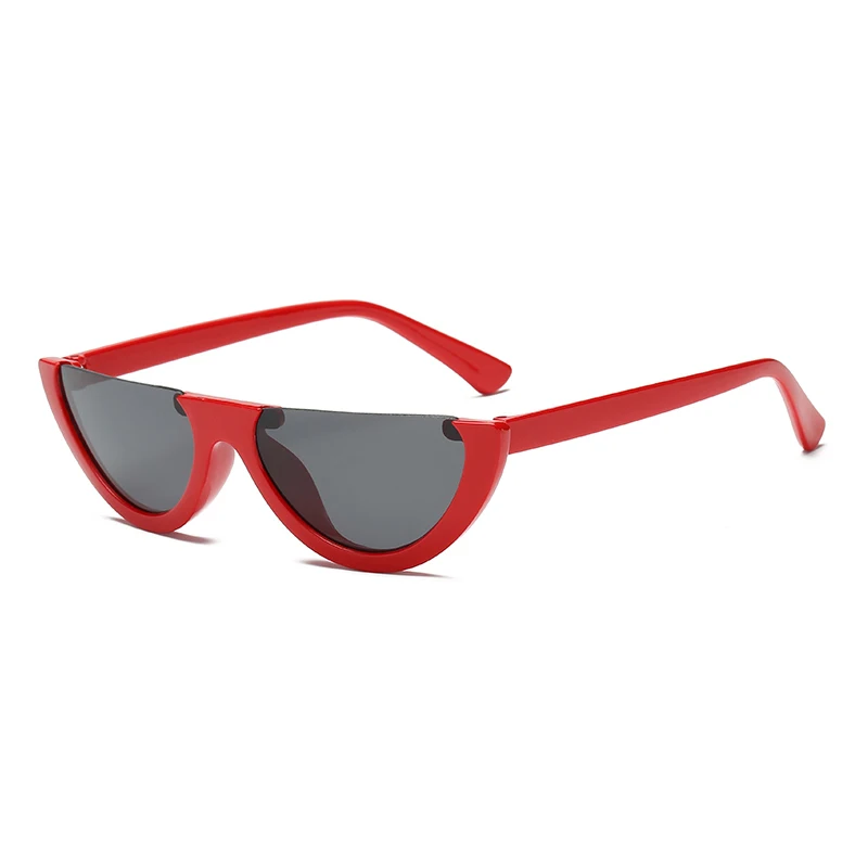 Red Grey Крутые женские солнцезащитные очки CatEye без оправы с полуоправой, Модные прозрачные брендовые дизайнерские солнцезащитные очки для женщин, трендовые UV400 - Цвет линз: Red Grey