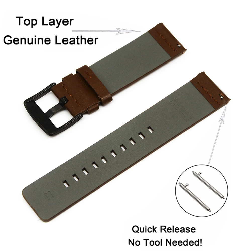 

Italy Oily Leather Watchband for Garmin Vivoactive 4 4S / Vivomove 3 3S HR/Quick Release Strap For Vivoactive 3 Smart Watch Band