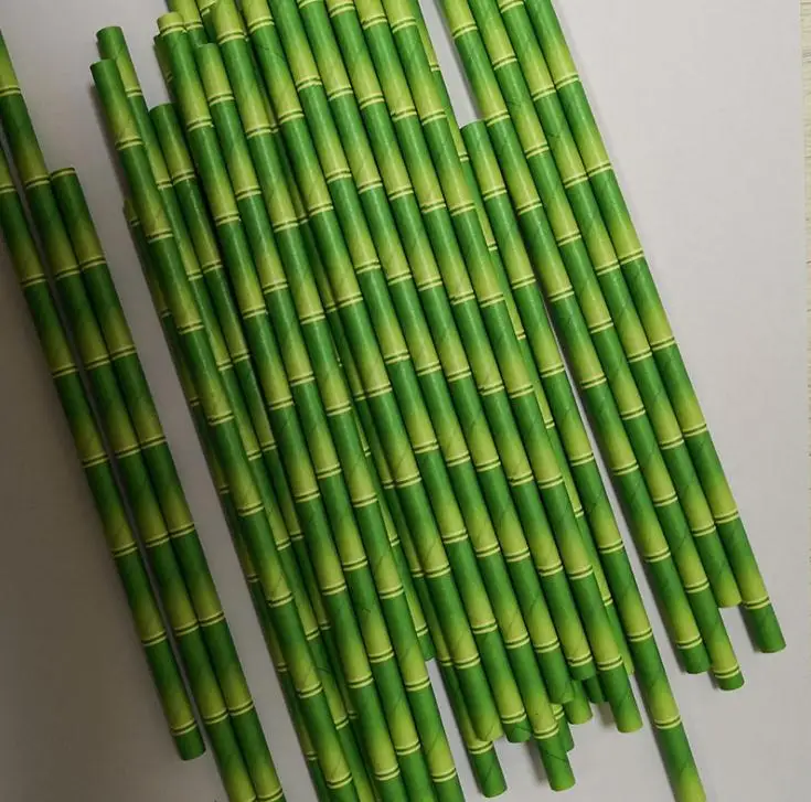 Бесплатная доставка 5000 шт бумажные соломинки бамбуковые в зеленом и коричневом