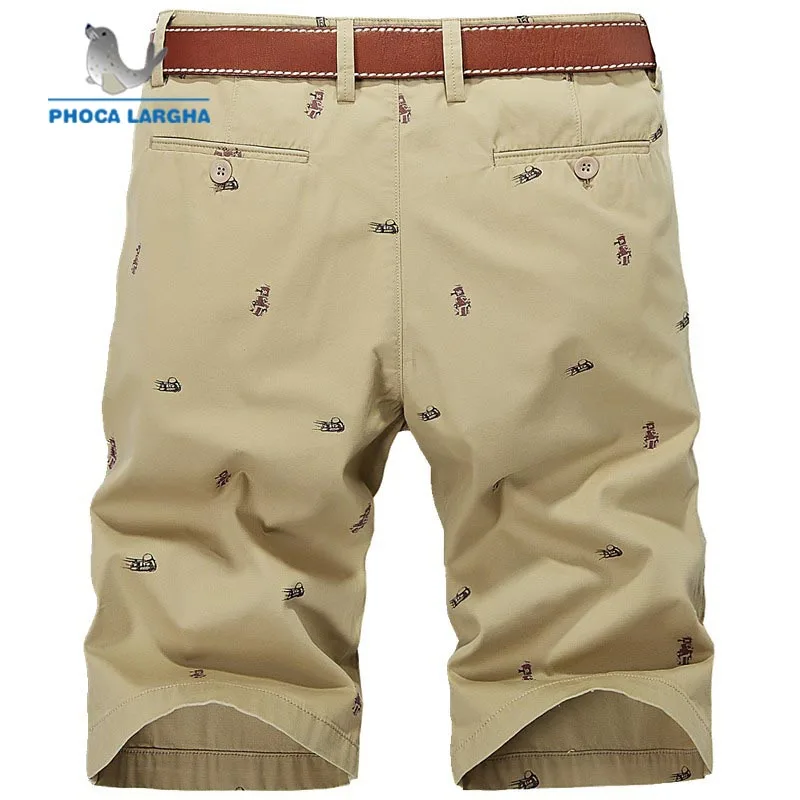 Летние мужские повседневные хлопковые дышащие шорты на молнии с принтом