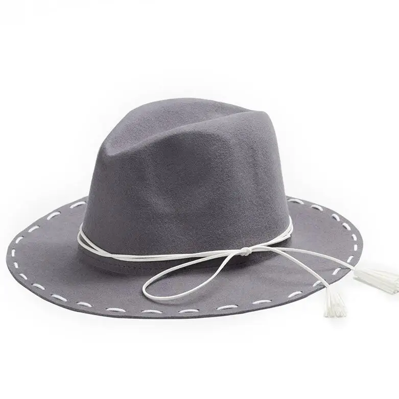 2017 Новая мода действительно шерсть Для женщин черные теплые Fedora Hat для Леди