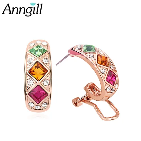 ANNGILL горячее тиснение золотом Цвет Для женщин серьги-гвоздики топ 100% кристаллами