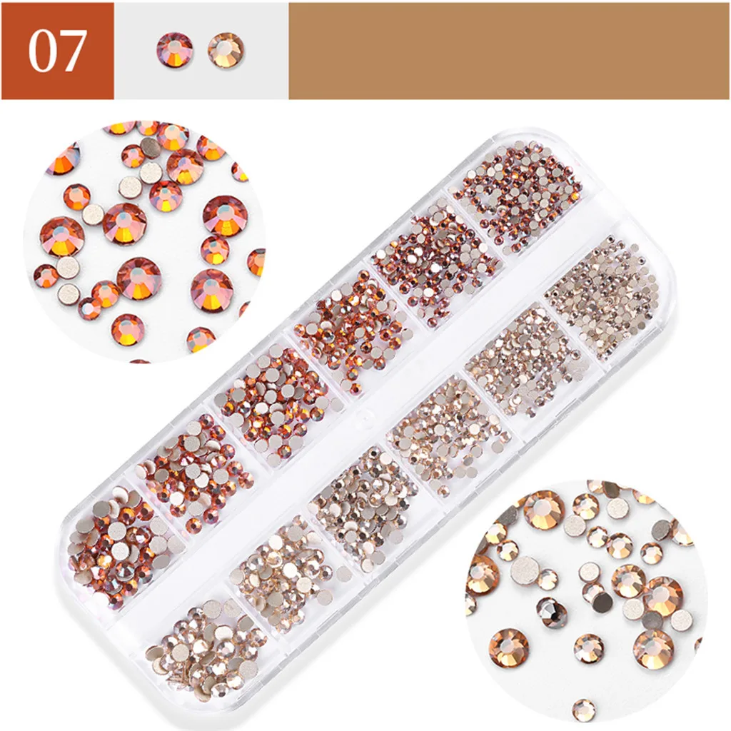 1 коробка разные размеры стеклянные стразы для ногтей задняя часть AB хрустальные