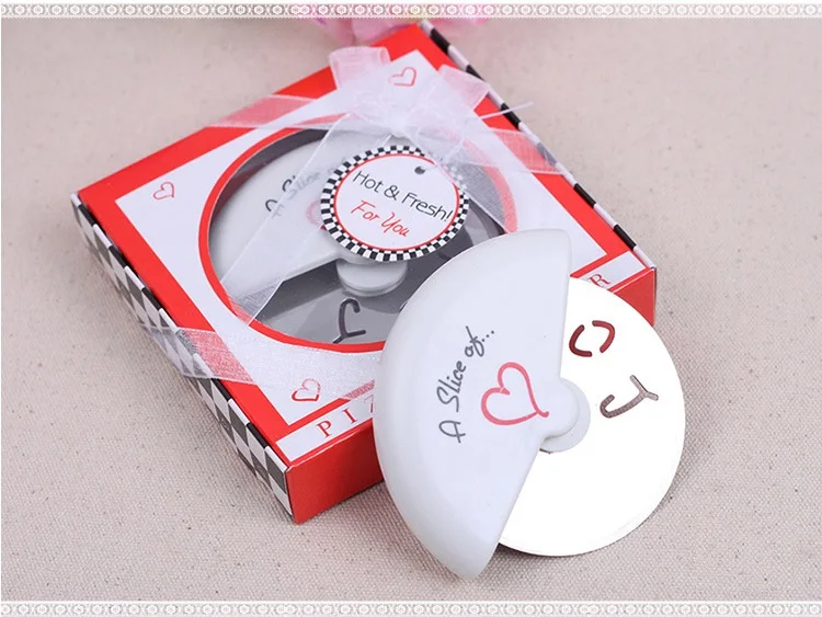 

50pcs "A Slice of Love" Stainless Steel Pizza Cutter in Miniature Pizza Box wedding favors and gifts for guest wen5743
