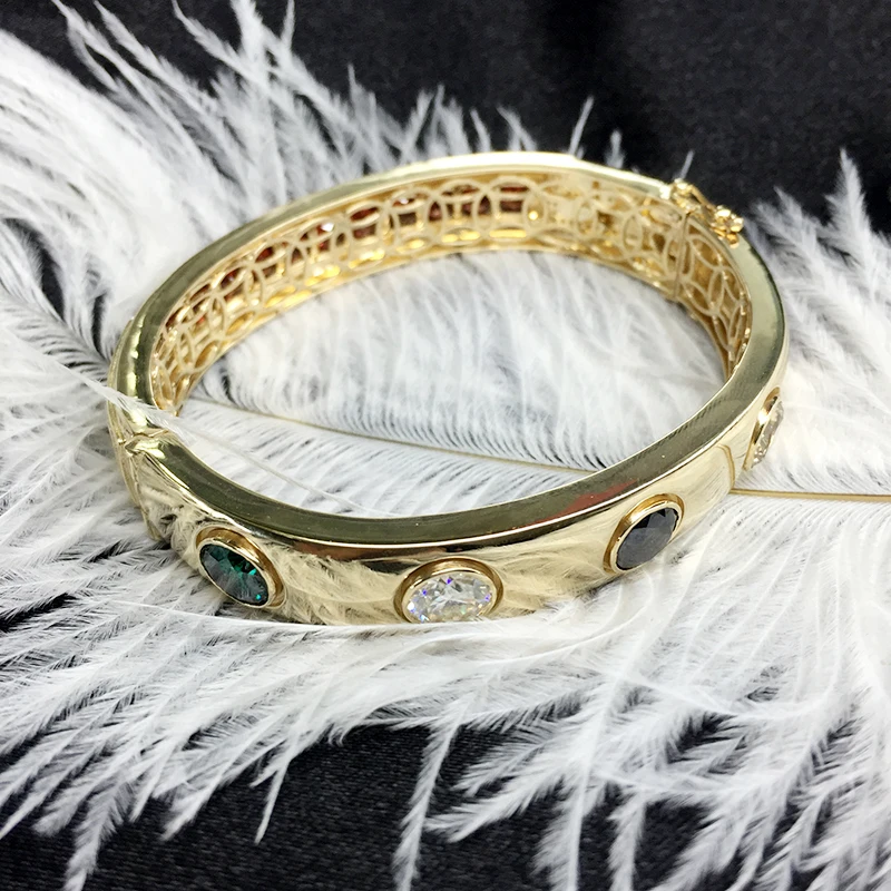 Браслеты AEAW с муассанитом для женщин однотонные черно-белые ювелирные украшения