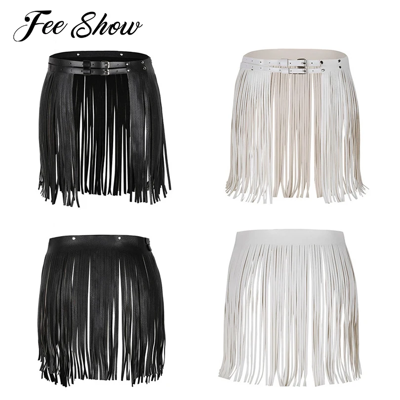 Женский костюм для вечеринок из искусственной кожи с кисточками и ремнем|belt with