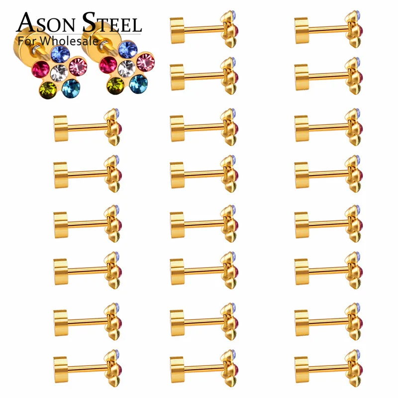ASONSTEEL милые детские серьги оптовая продажа 12 пар/лот гвоздики в форме цветка с