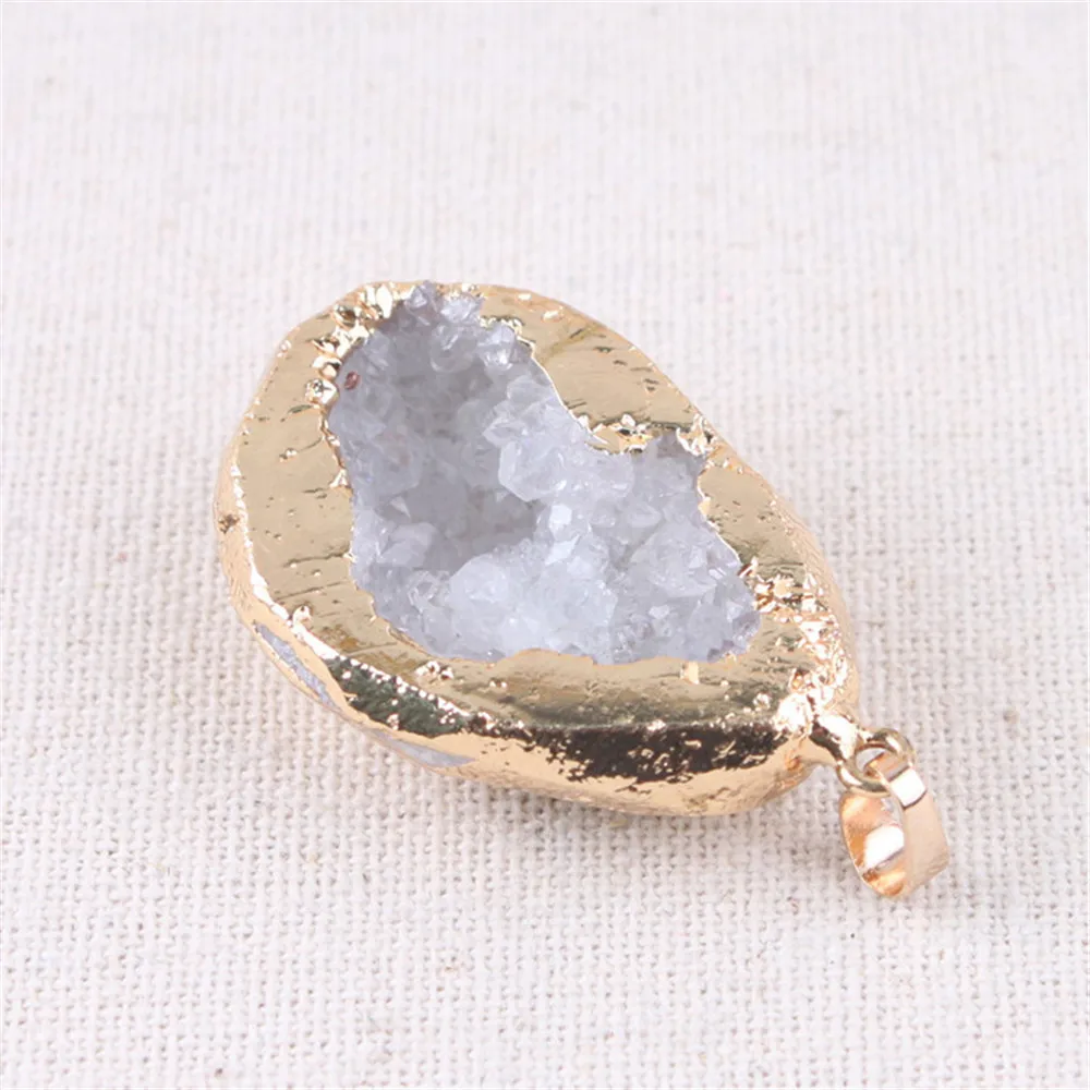Druzy Agates ожерелье чакры из камня натуральный кулон необычный белый кристалл