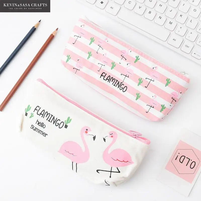 Чехол для карандашей с фламинго, Kawaii, чехол для карандашей, канцелярские принадлежности, школьные принадлежности, качественные тканевые карандаши для хранения, чехол для карандашей Bts, школьные принадлежности