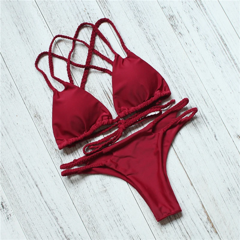 Lovey Village 2017 Sexy Women Swimsuit Micro Bikini Set Bathing Suits With Halter Strap Swimwear Brazilian Bottom Monokini |