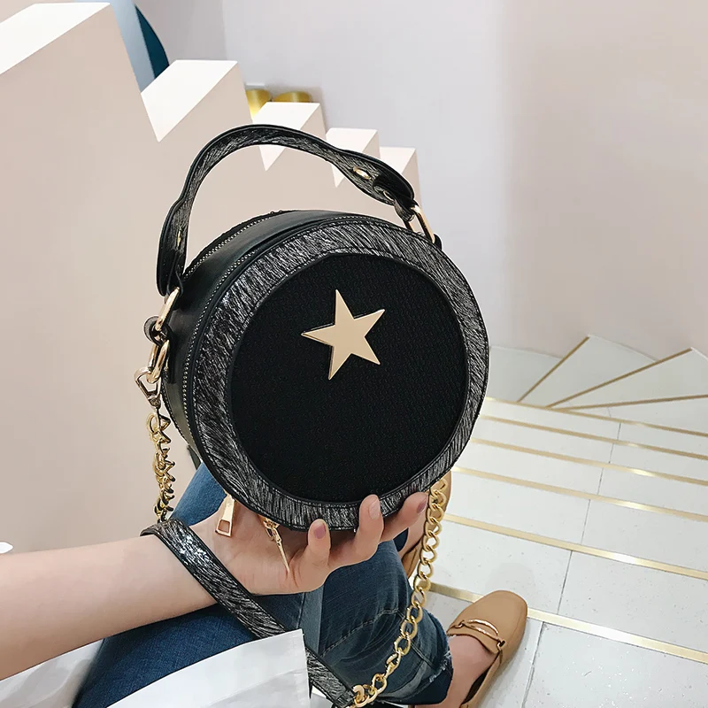 2019 новый тренд звезды маленькая круглая сумка модные креативные сетка плечо