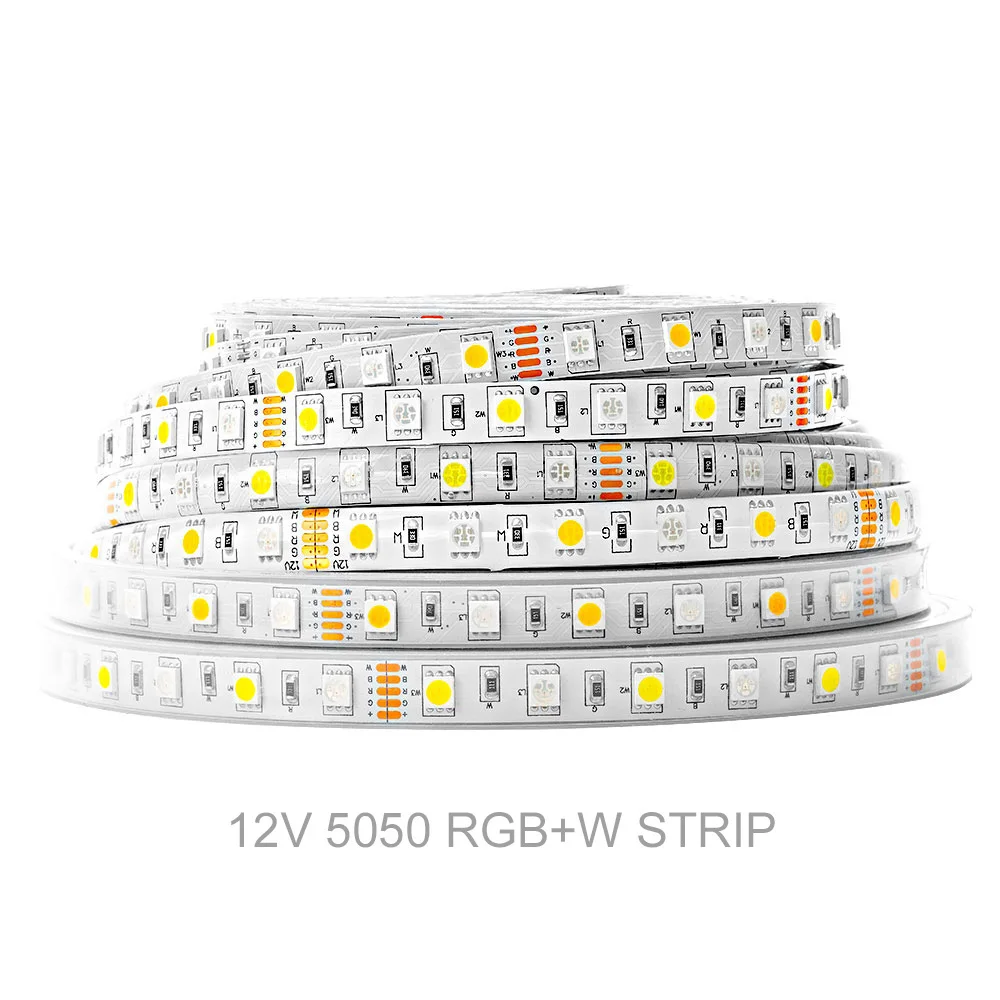 Светодиодная лента RGBW 5050 12 В/24 В 5 м 60 светодиодов/м RGBWW 4 в 1 цветная светодиодная 5pin