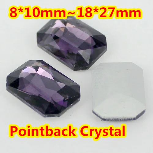 

Tanzanite Rectangle Shape Crystal Fancy Stone Point Back Glass Stone For DIY Jewelry Accessory.10*14mm 13*18mm 18*25mm 20*30mm