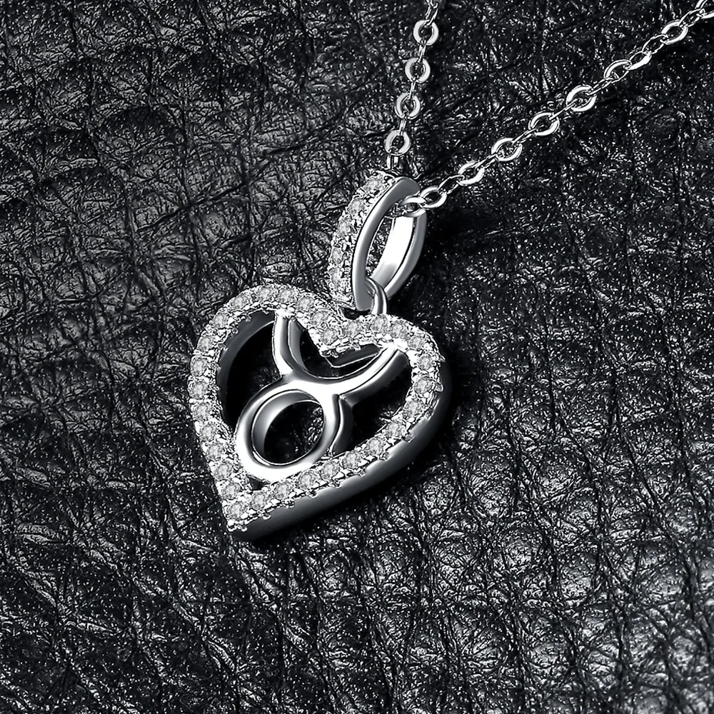 JewelryPalace Zodiac Constellation Taurus Heart Love 0.2ct Cubic Zirconia Pendant Necklace 925 Sterling Silver Without A Chain | Украшения