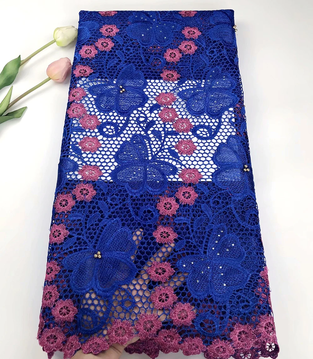 

Hot Sale Peach French Lace Fabric 2019 High Quality cord lace fabric Embroidered nigerian african Water soluble lace fabric