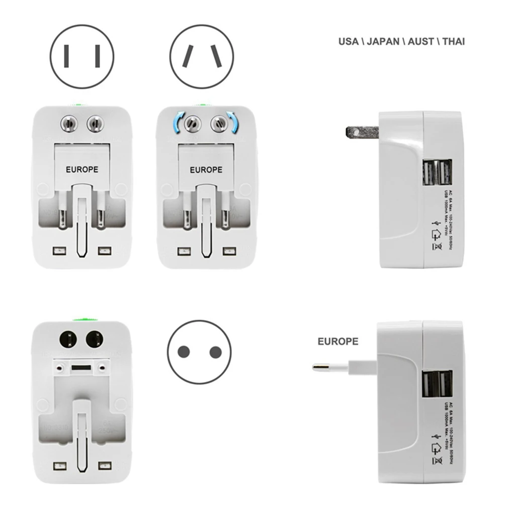Универсальный переходник с двумя USB-портами зарядное устройство переменного