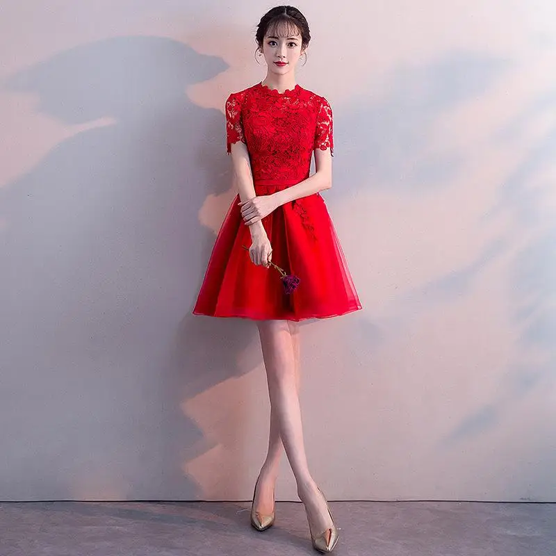 Сексуальное Кружевное открытое женское китайское свадебное платье Cheongsam, одежда для тостов, классический воротник-стойка, Qipao, большие размеры XXXL - Цвет: Style 2
