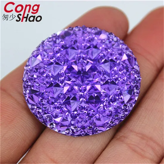 violet Cong Shao 10 шт 35 мм большие круглые полимерные стразы аппликация с камнями и кристаллами драгоценные камни плоские с оборота для костюма пуговицы для рукоделия 8Y783 - Цвет: violet