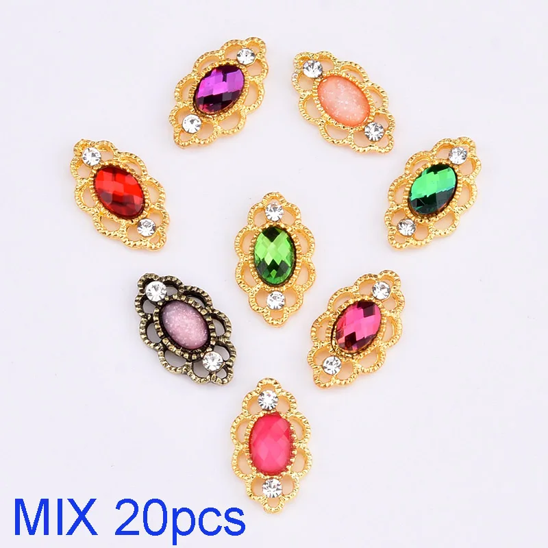MIX 20pcs 10 шт. кристаллы для ногтей бриллианты Овальный драгоценный камешки для дизайна ногтей Подвески Стразы 3d ногтей искусство dekor nagel steentjes аксессуары TCJ216 - Цвет: MIX 20pcs