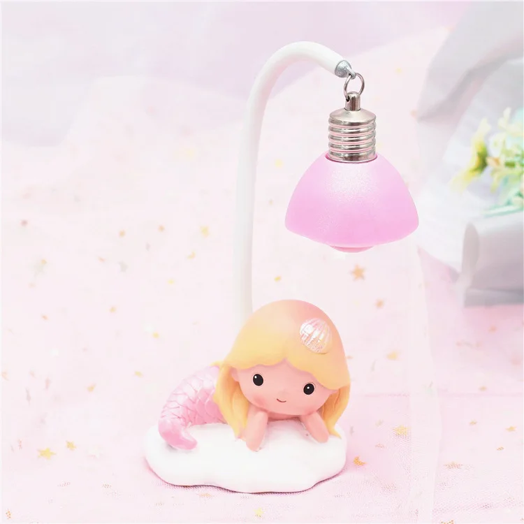 

Lovely Mermaid LED Night Light Resin Crafts Home Decoration Ornament Table Lamps Creative Gift For Girl