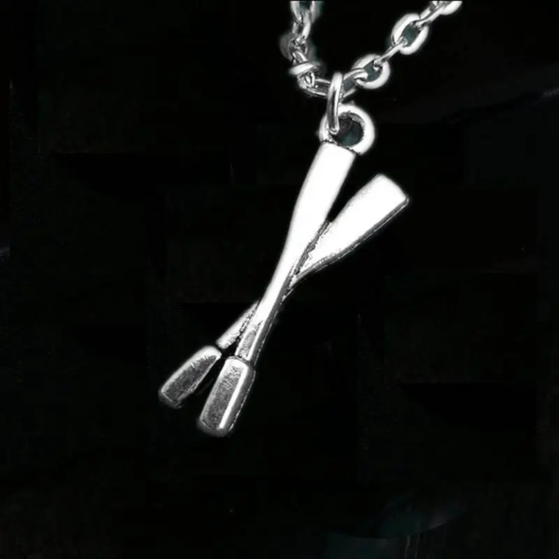 

12pcs/lot Oars Necklace Oar Necklace Oars Pendant Rowing Jewelry Oar Charm Necklace Rowing Crew Gift