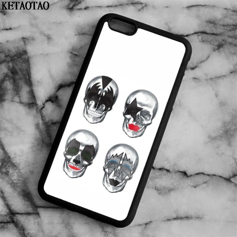 KETAOTAO Kiss Rock Band Skull чехлы для телефонов iPhone 4S 5C 5S 6 6S 7 8 Plus XR XS Max X S8 Чехол Мягкий ТПУ