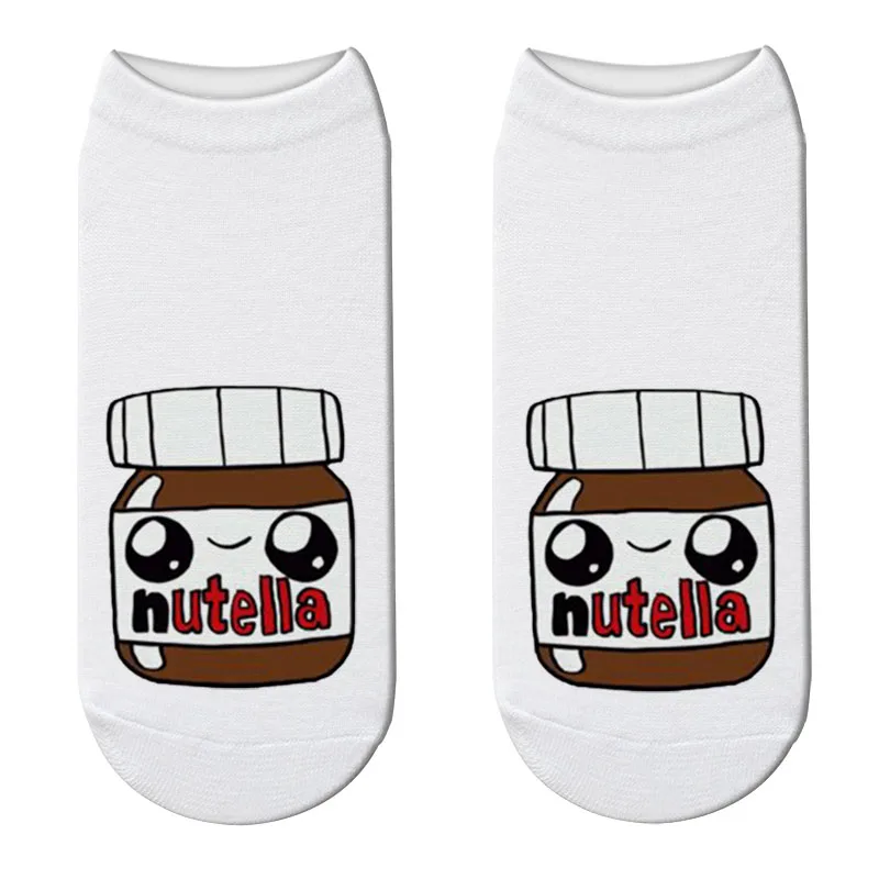 4 Новинка, короткие носки Nutella с 3D принтом, забавные женские модные носки с героями мультфильмов, Kawaii Nutella, короткие носки по щиколотку, Прямая поставка - Цвет: 4