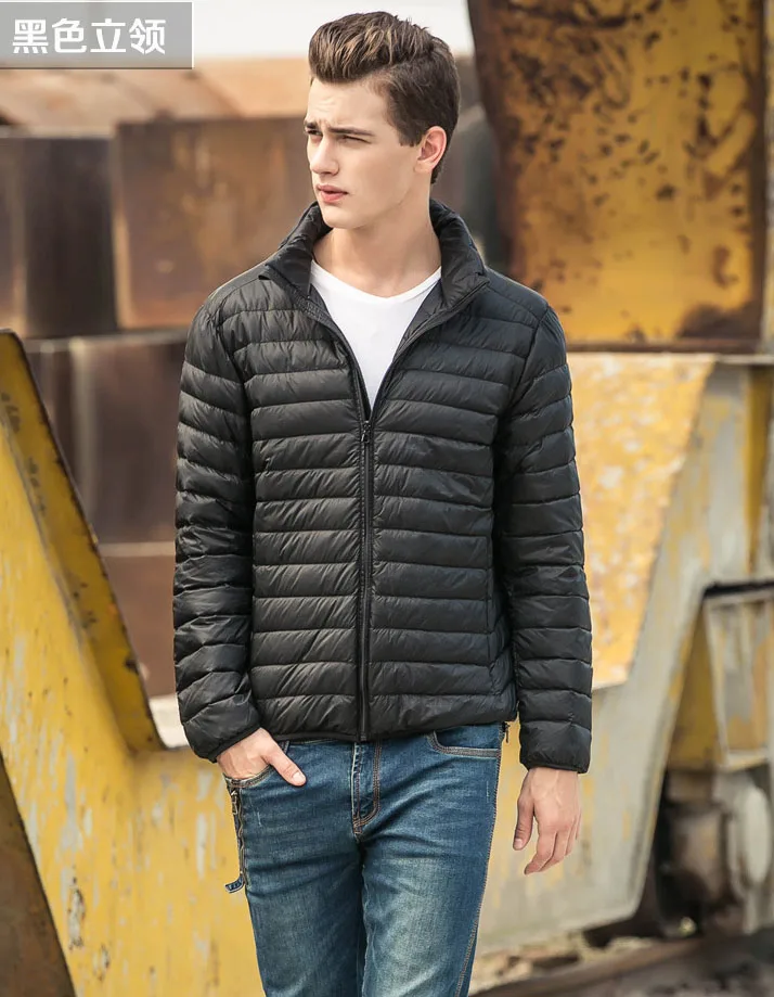 Mens Autumn Jackets Thin Slim Style Gentleman Duck Down Outwear Coats Plus Size 3XL 4XL 5XL Stand Collar Male Short Jackets