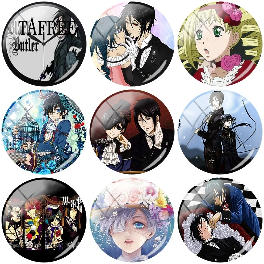 

TAFREE Black Record Japan Anime Picture DIY Beads 12mm 15mm 16mm 18mm 20mm Glass Cabochon Dome Cover Flat Back Making Findings
