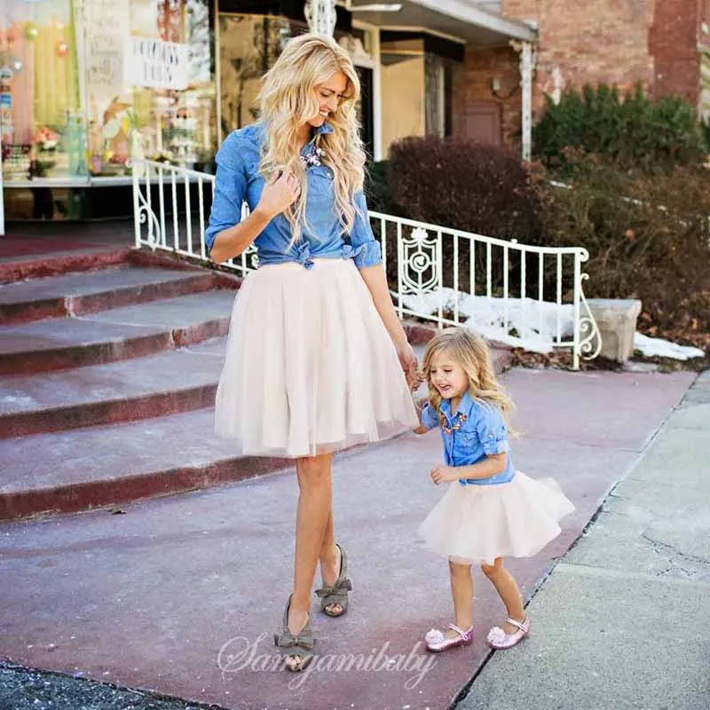 Новый ковбойский костюм для родителей джинсовая рубашка + белая короткая юбка