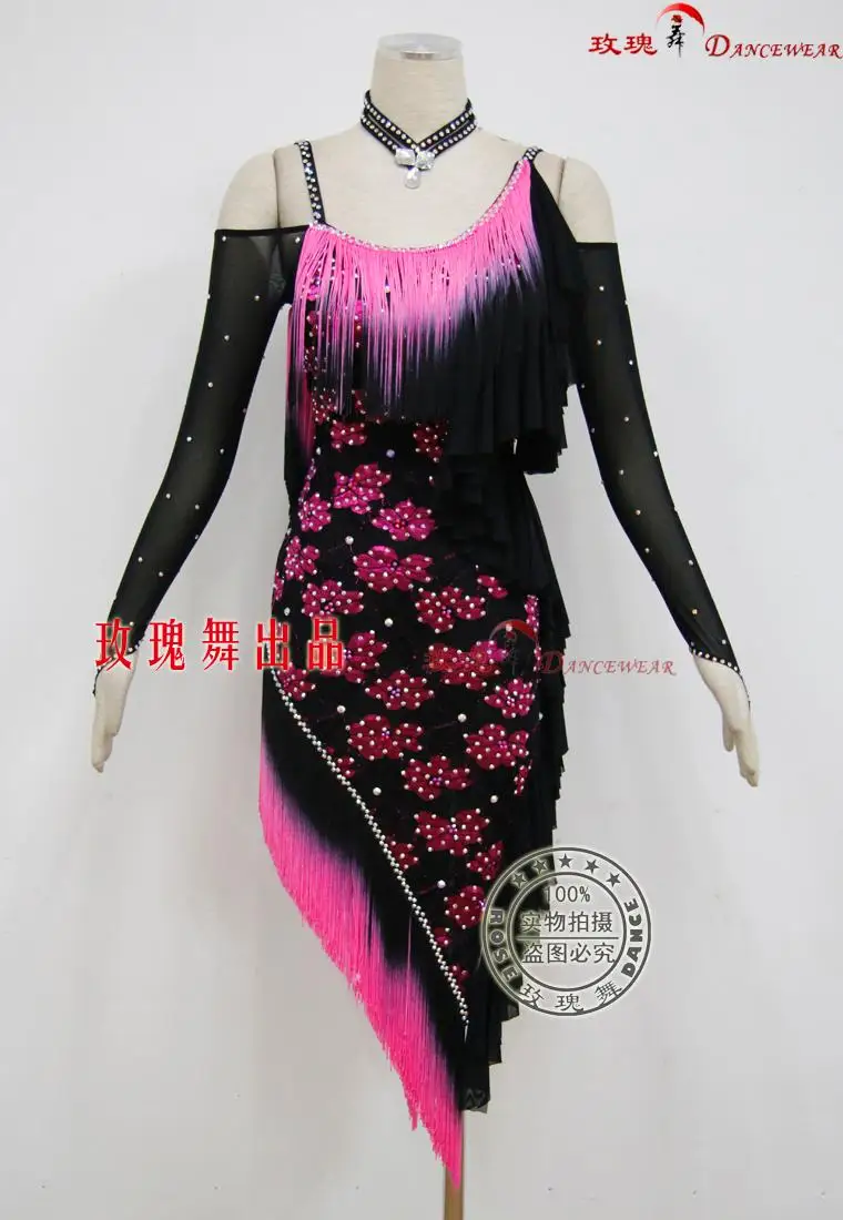 Новое платье с кисточками для латинских танцев женская танцевальная одежда Rumba