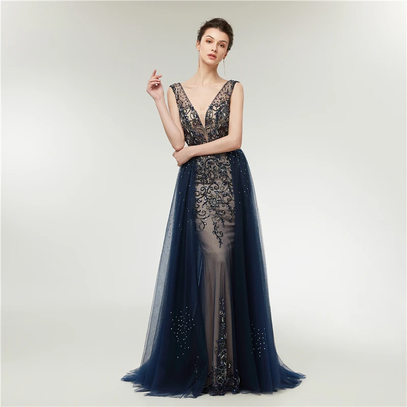 Женское вечернее платье с глубоким v-образным вырезом Forevergracedress темно-синее