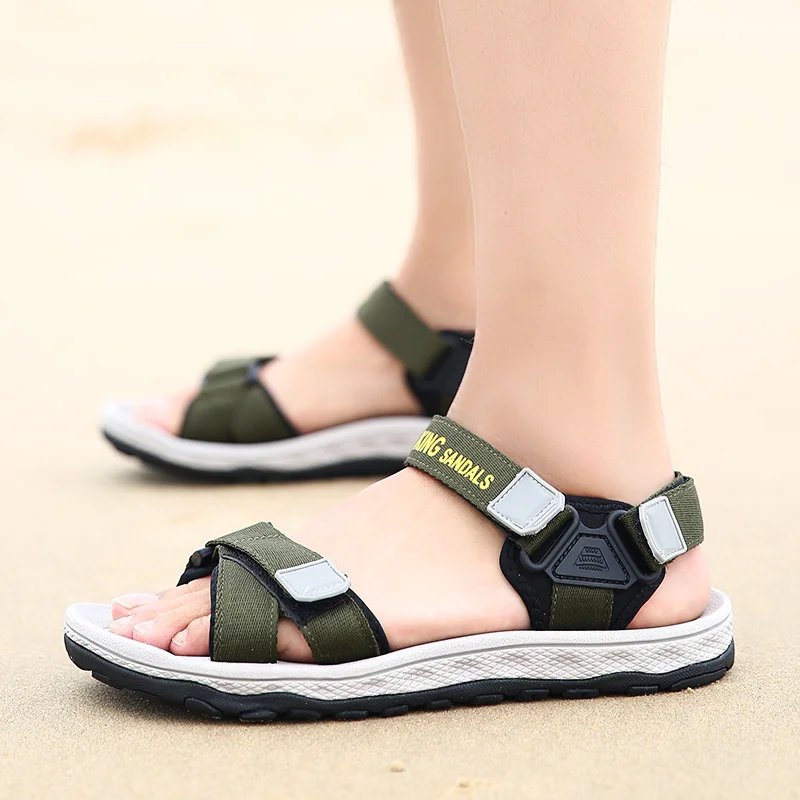 Сандалии гладиаторы мужские модные пляжные шлепанцы плоская подошва